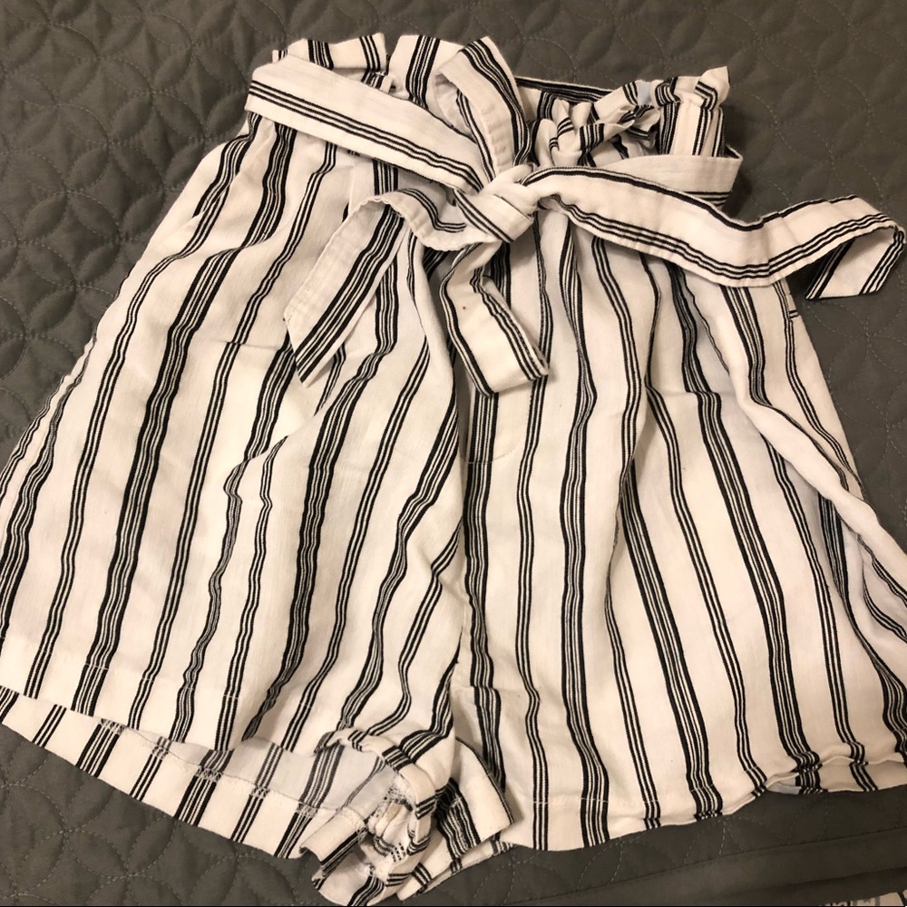 Striped black and white shorts